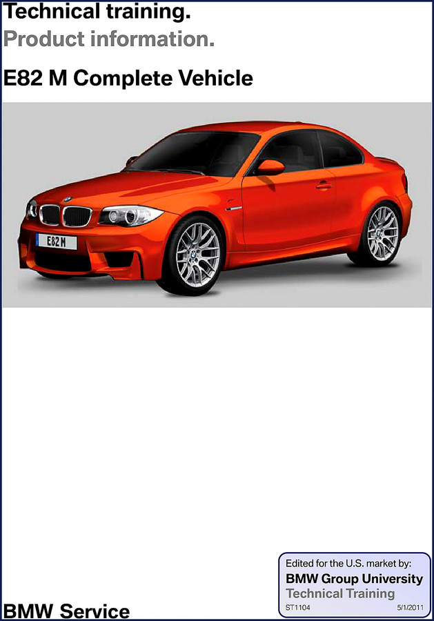 BMW E82 M 2011 Technical Manual cover – OEM training document for 1M Coupe
