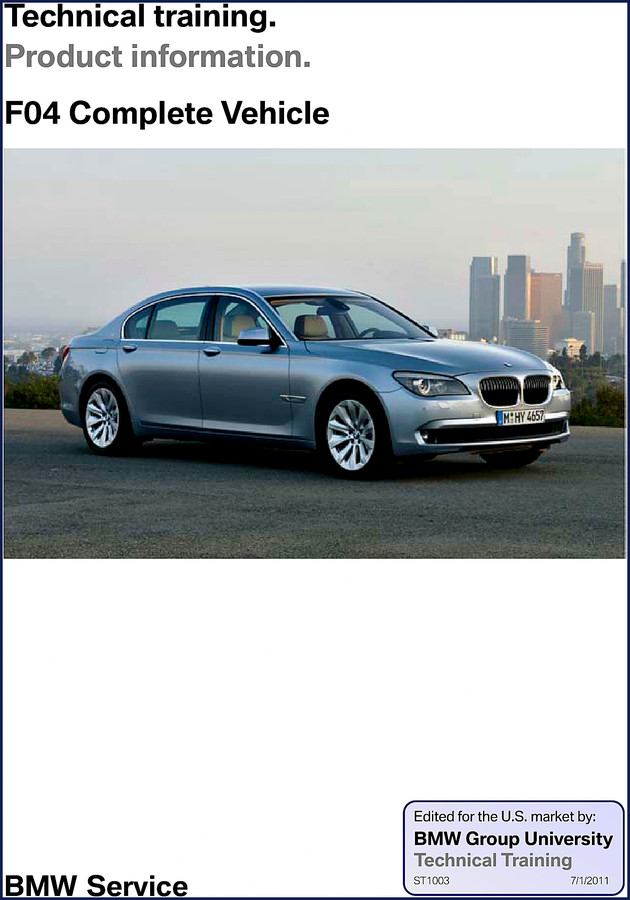 BMW F04 2011 Training Manual cover showing hybrid vehicle cutaway