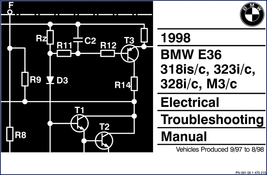 1998 BMW E36 Electrical Troubleshooting Manual cover for M3, 318, 323, 328