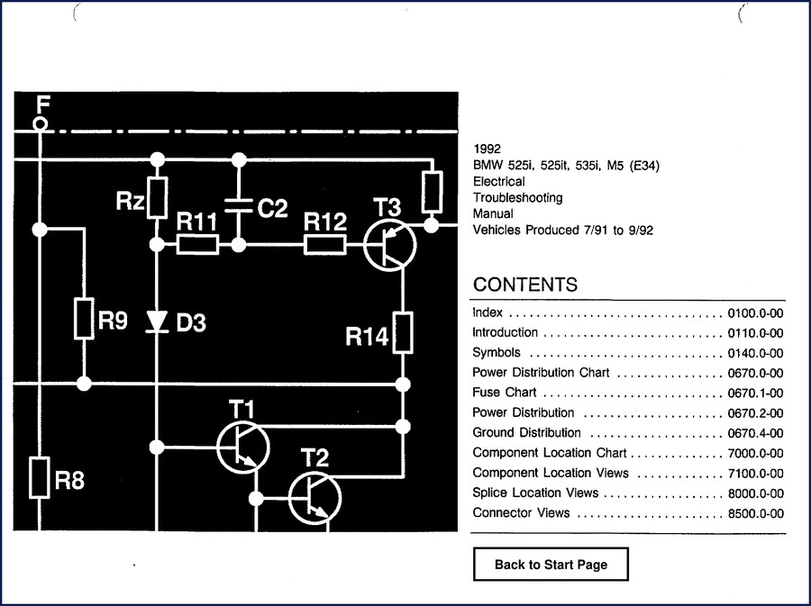 1992 BMW 525i 535i 525it M5 Electrical Troubleshooting Manual – OEM factory wiring diagrams and component locations