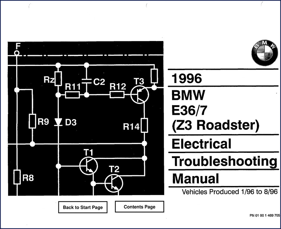 1996 BMW Z3 Electrical Troubleshooting Manual cover showing Z3 Roadster