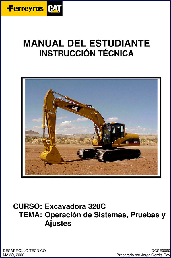 Bobcat 320C 2006 Training Manual cover showing excavator and manual title