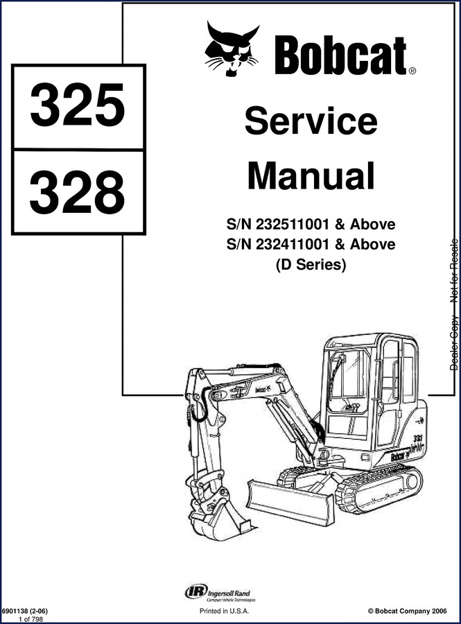 Bobcat 331 excavator service manual cover – 2006 OEM document