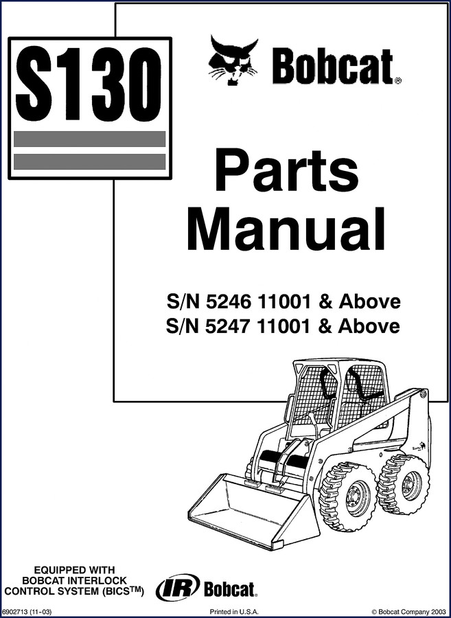 Bobcat 5247 2003 Parts Catalog cover showing loader parts manual