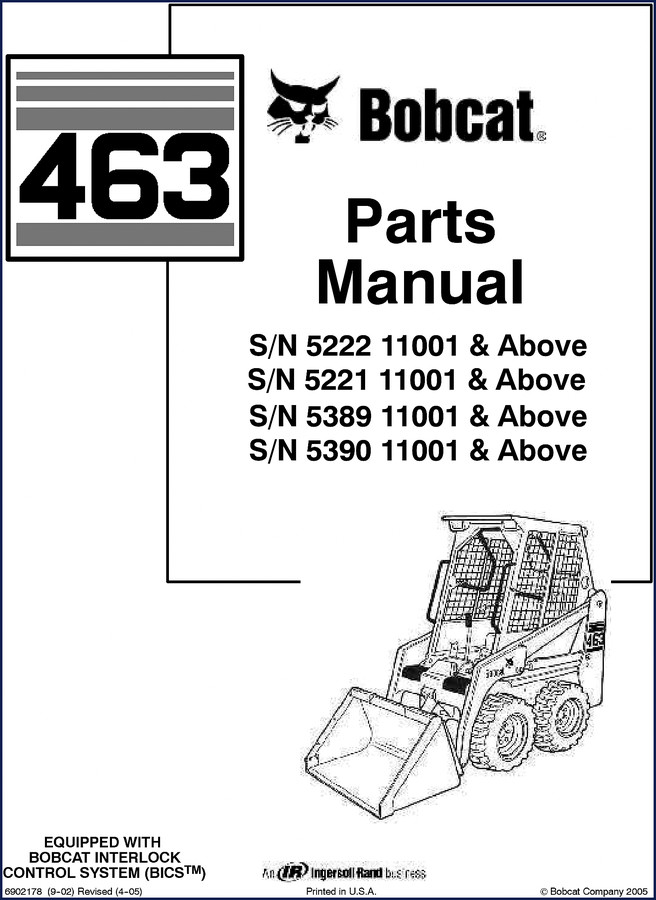 Bobcat 5390 parts catalog cover 2005 with BICS