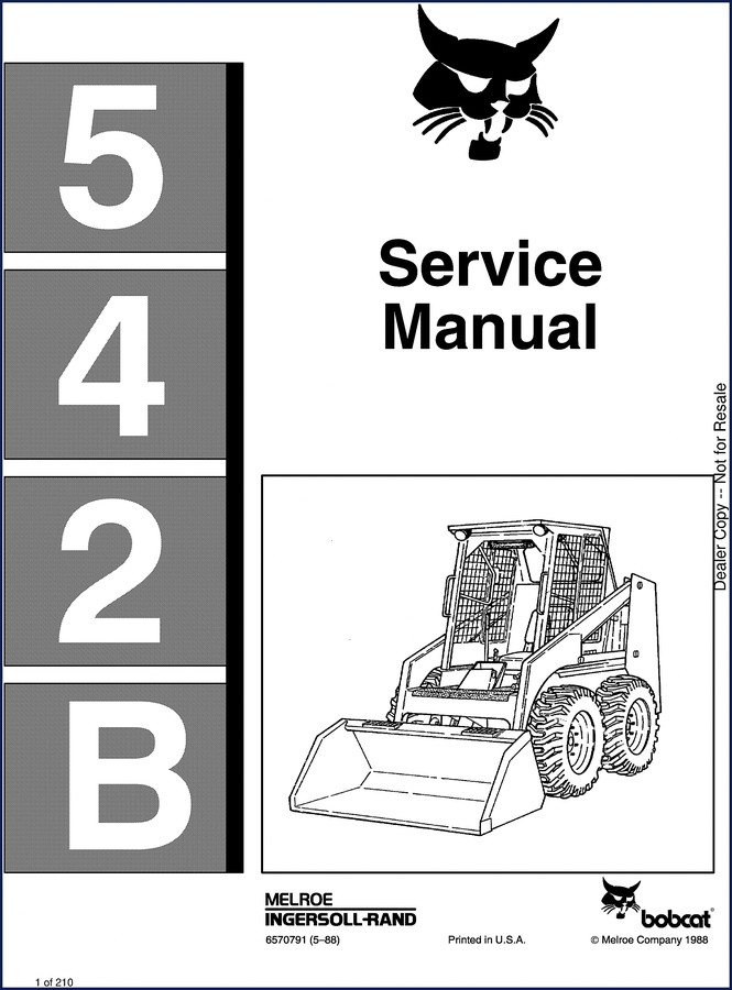 Bobcat 542B 1988 Service Manual cover – factory OEM dealer copy