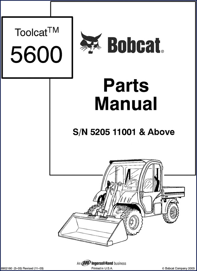 Bobcat 5600 2003 OEM Parts Catalog cover – factory manual for utility work machine