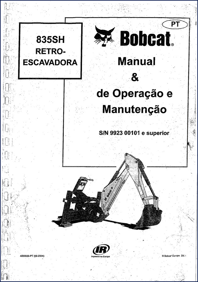 Bobcat 835SH 2004 Operators Manual – OEM factory cover showing backhoe-loader and safety icons