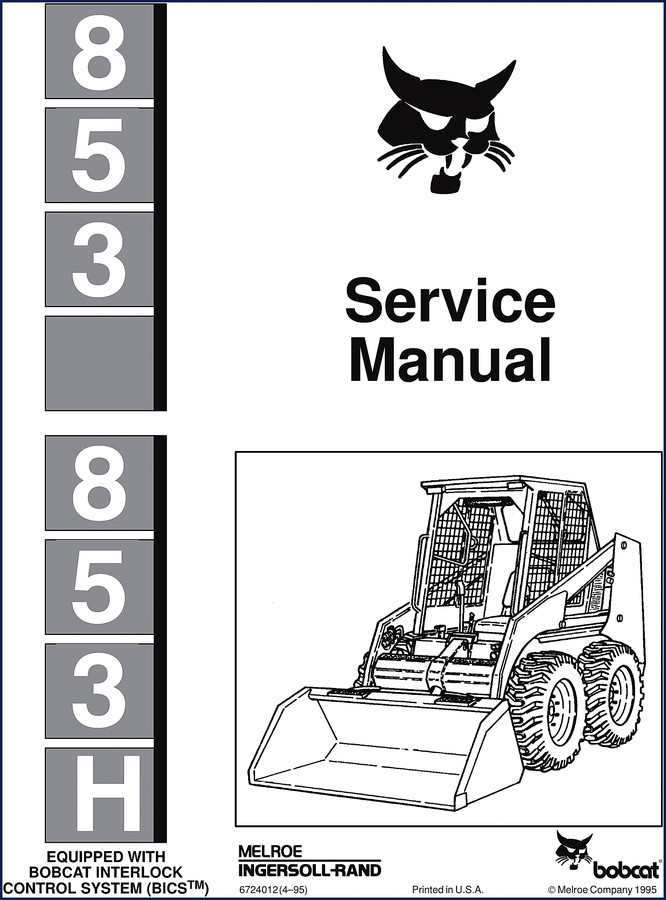 Bobcat 853 1995 Service Manual cover – 439-page factory document