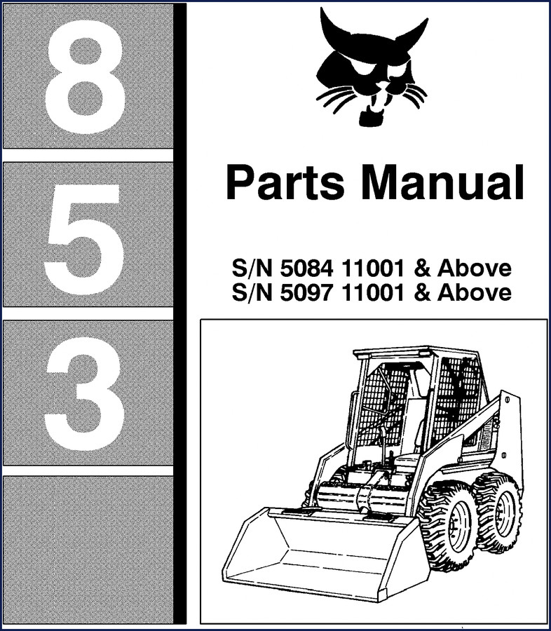 Bobcat 853 Parts Catalog cover - OEM factory parts manual for 853 loader