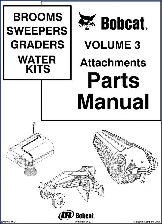 Bobcat M-662 attachments parts manual cover – Volume 3 Brooms Sweepers Graders Water Kits
