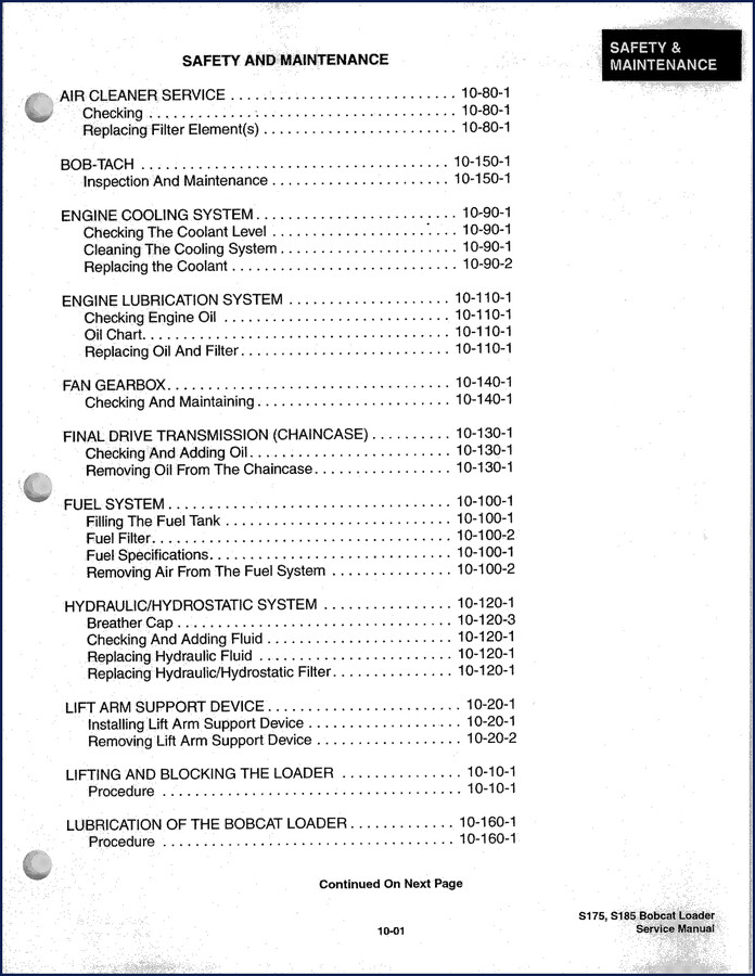 Bobcat S175 S185 Service Manual cover - OEM factory repair manual
