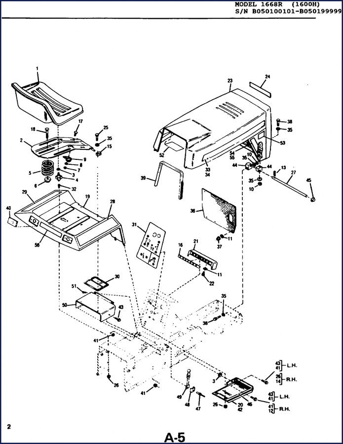 Bolens 1668R and 1600H Parts Catalog cover showing model numbers and factory part numbering system