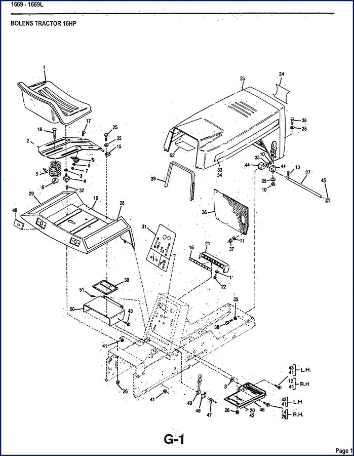 Bolens 1669 1669L factory parts catalog cover page showing model numbers and document type
