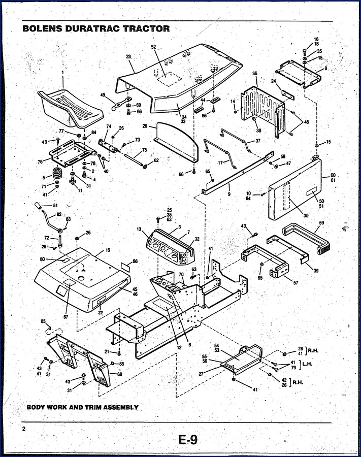 Bolens 5118HS 5120H 520H Parts Catalog – 22-page OEM factory parts manual with exploded view diagrams for DuraTrac tractors