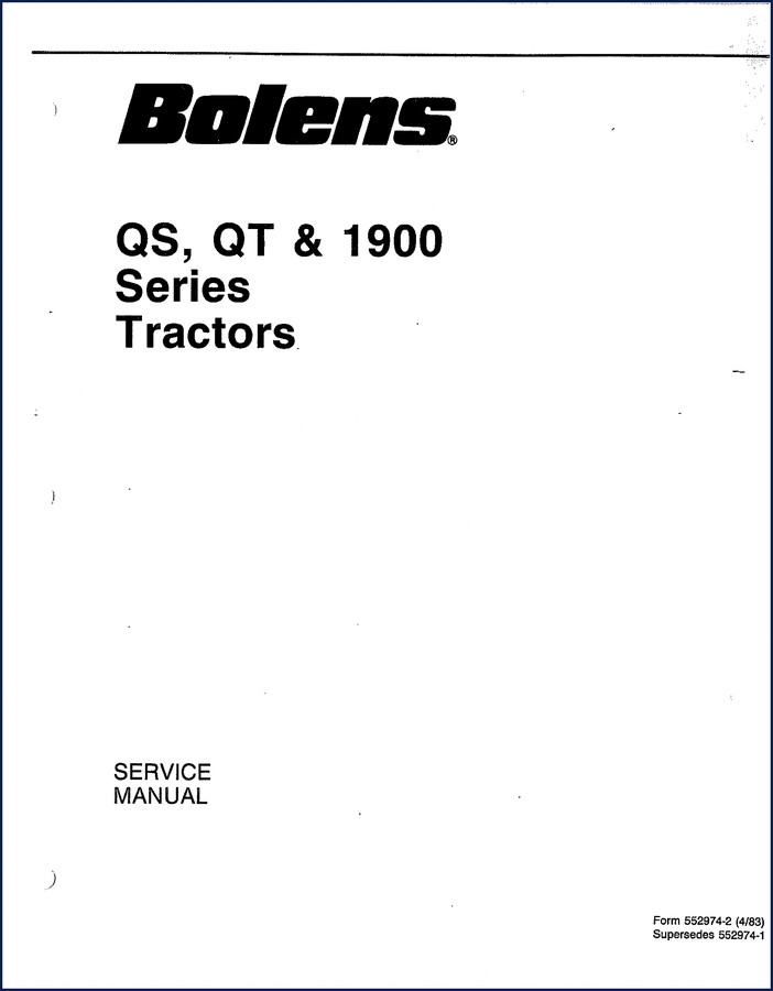 Bolens QS QT 1900 1983 Service Manual cover