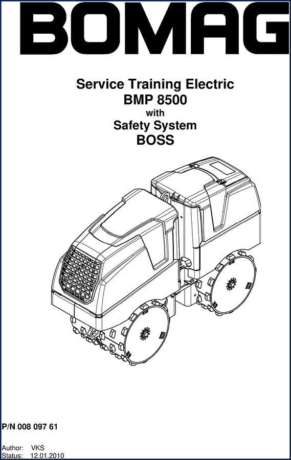 Bomag BMP 8500 2010 Service Manual cover showing multi-purpose compactor