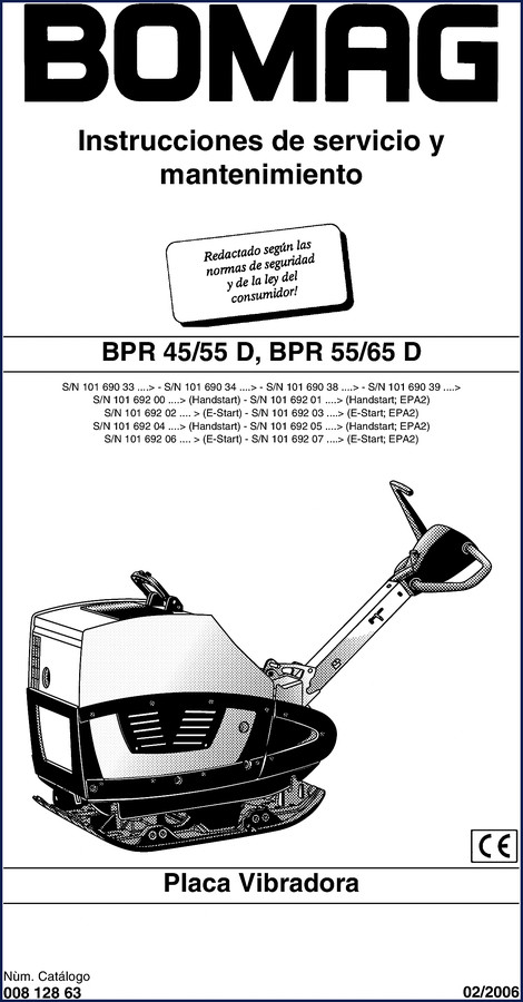 Bomag BPR 45/55 D and BPR 55/65 D 2006 Operators Manual cover
