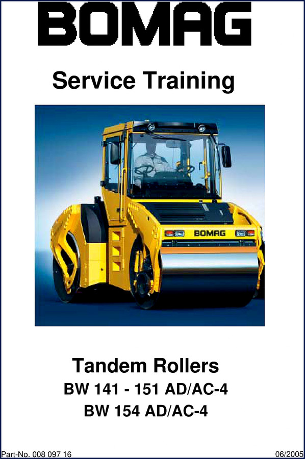 Bomag BW 154 tandem roller training manual cover 2005
