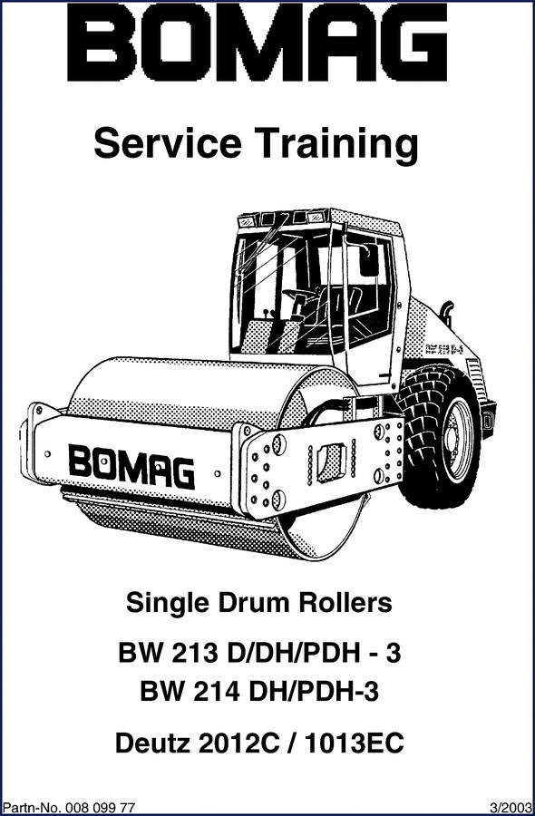 Bomag BW 213 D service training manual 2003 cover