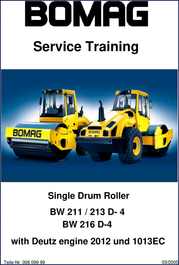 Bomag BW 216 D-4 Training Manual 2005 – factory OEM service document cover