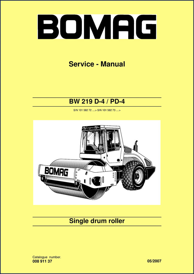 Bomag BW 219 D-4 / PD-4 service manual cover - 2007, 840 pages