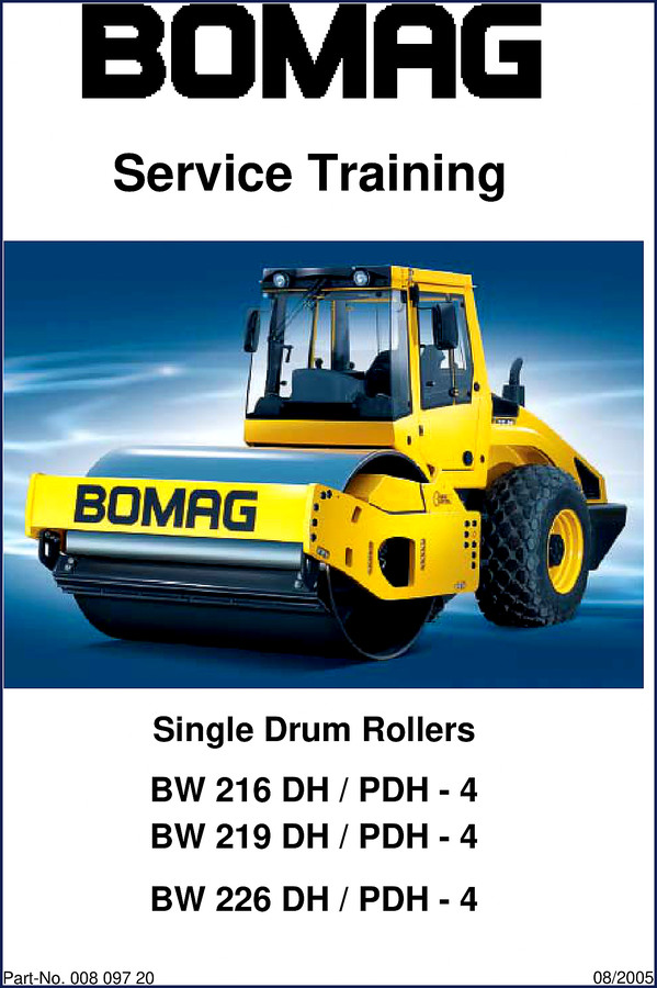 Bomag BW 226 DH 2005 Training Manual cover