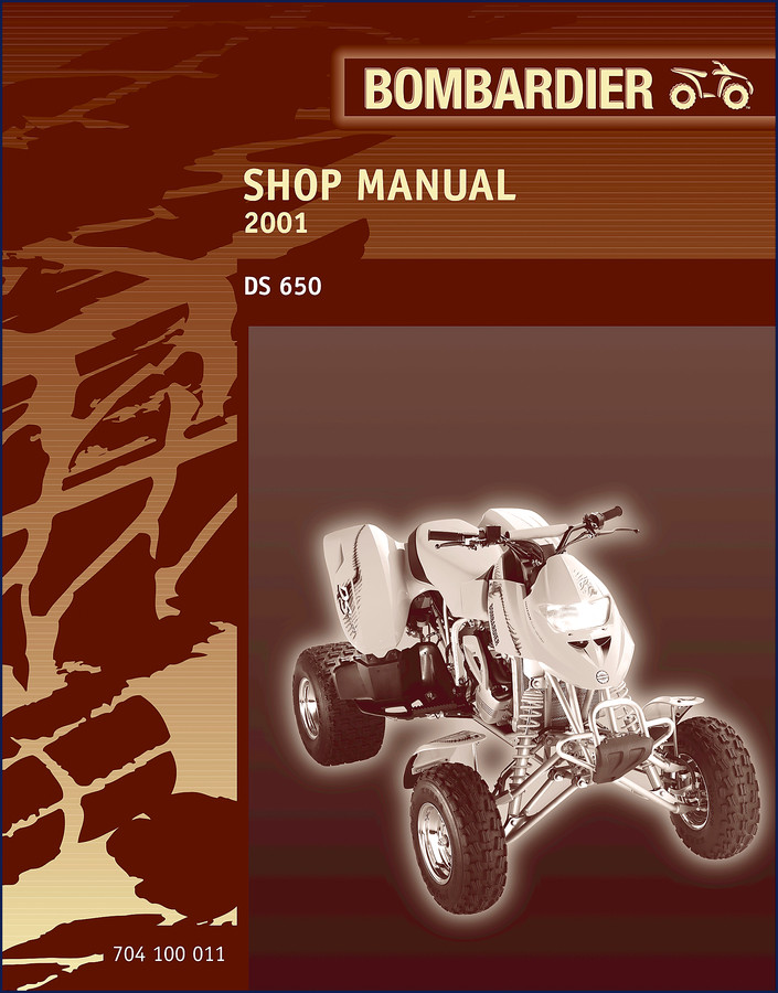 Bombardier DS 650 2001 Workshop Manual cover page showing the DS 650 ATV and Shop Manual title