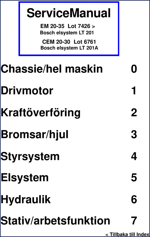 Bosch LT 201A Service Manual cover – 186-page OEM factory manual for industrial sweeper