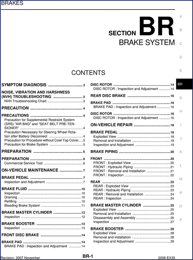 Niobrara EX35 2007 Technical Manual cover - brake system section