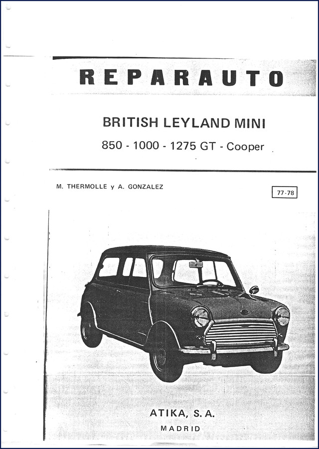 1977 British Leyland Mini 850 1000 1275 GT Cooper Repair Manual cover