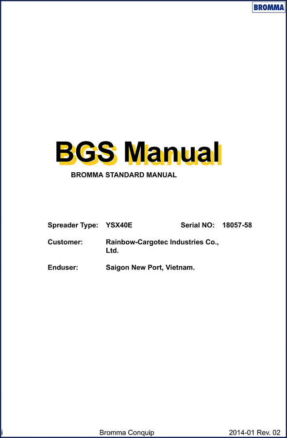 Bromma YSX40E 2014 Technical Manual cover