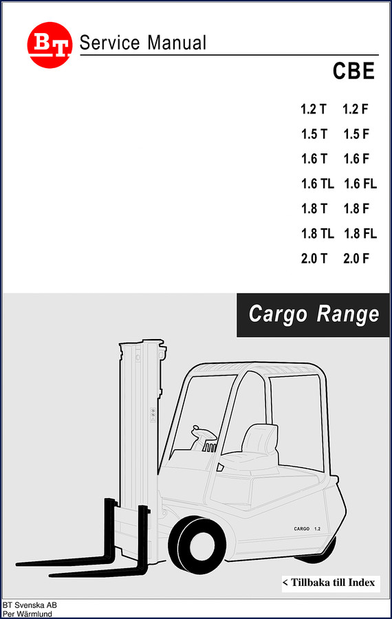 BT Cargo 1.6 T service manual cover showing OEM factory documentation for electric forklift repair