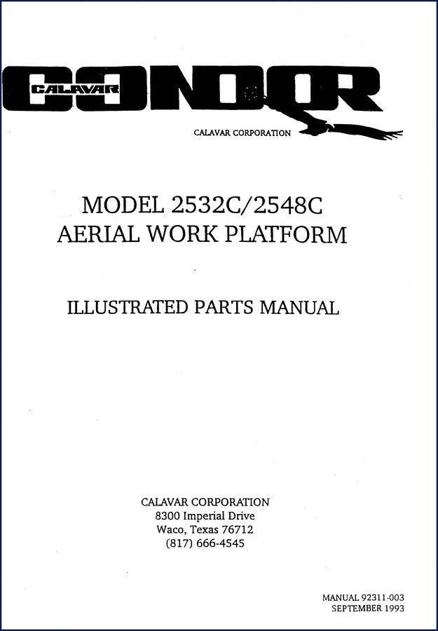 Calavar 2532C/2548C 1993 Illustrated Parts Manual cover page
