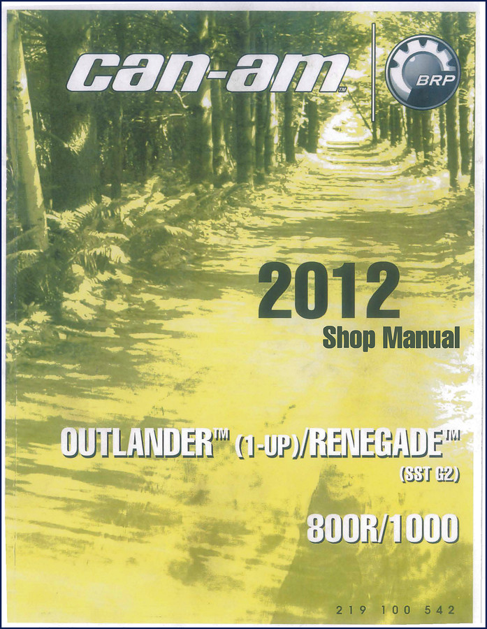 2012 Can-am Outlander 800R and Renegade 1000 factory workshop manual cover