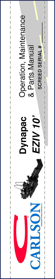 Carlson EZIV 10' Service Manual – 253 pages OEM factory repair manual for Dynapac tractor paver screed