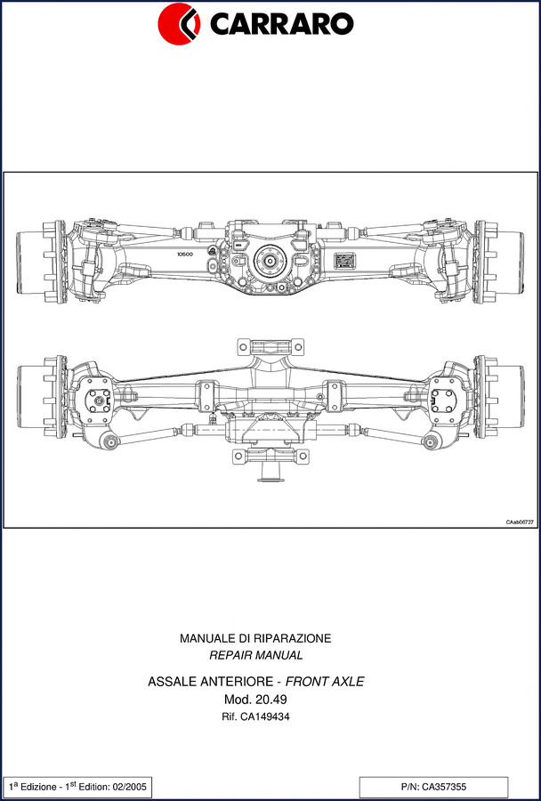 Carraro 20.49 front axle repair manual 2005 OEM factory document cover