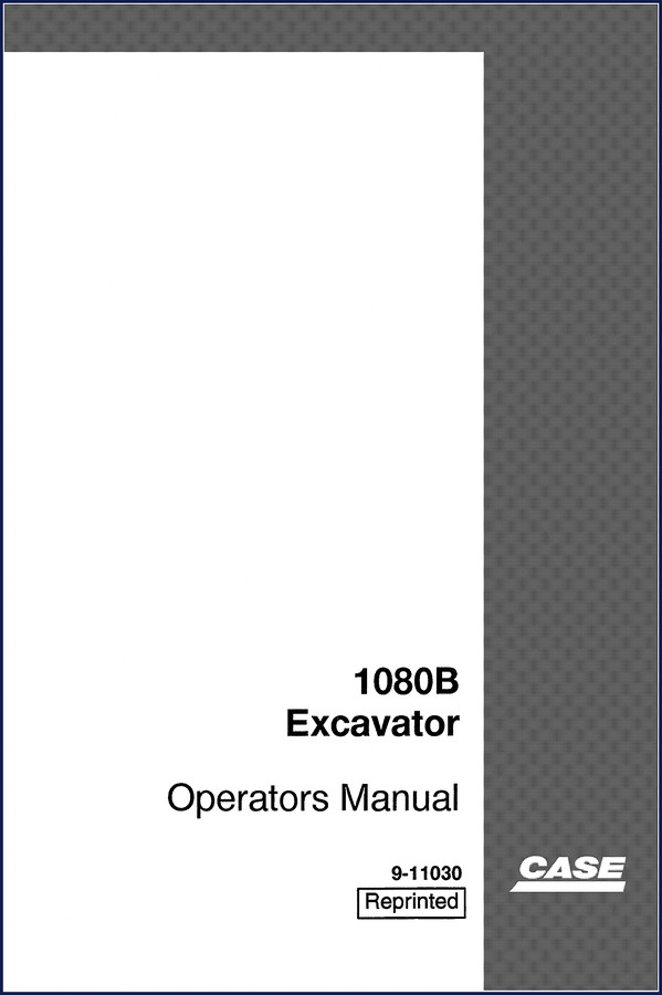 Case 1080B 1995 Operators Manual cover page showing excavator