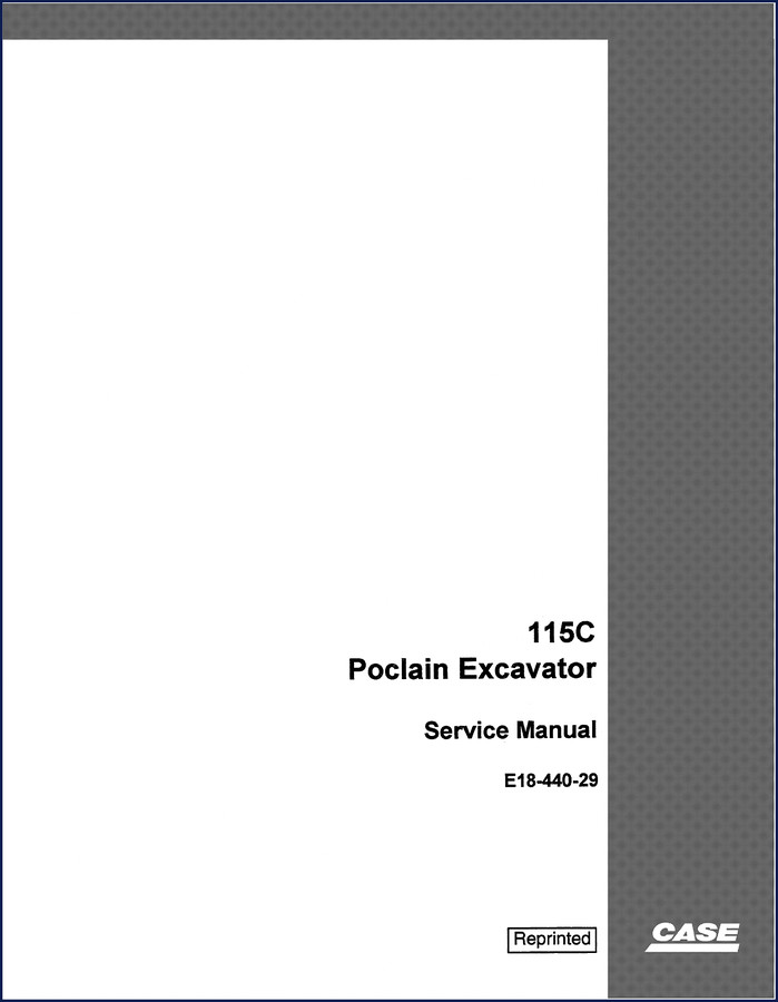 1981 Case 115C Service Manual cover showing excavator and Poclain branding