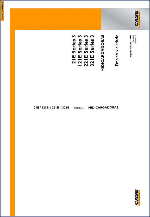 Case 21E, 121E, 221E, 321E 2008 Operators Manual cover showing compact wheel loader