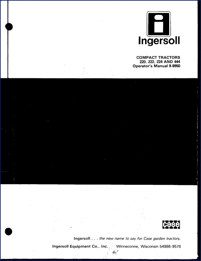 Case 220, 222, 224, 444 compact tractor operator's manual cover