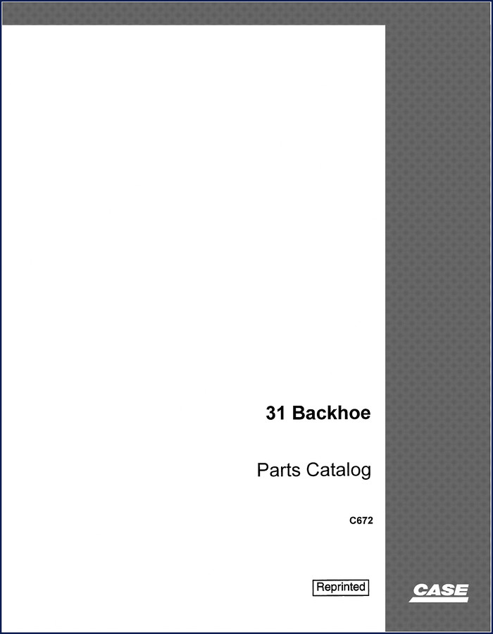 Case Model 31 Backhoe 1977 Parts Catalog cover showing alphabetical index and mounting parts sections