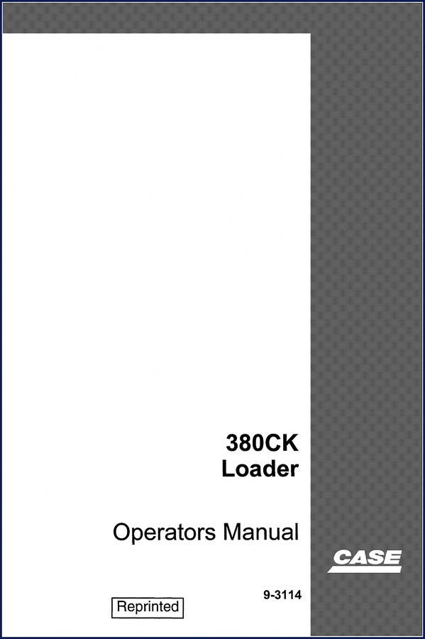 1996 Case 380CK Loader Backhoe Operators Manual cover and table of contents
