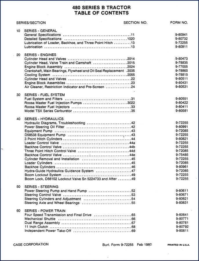 Case 480B 1980 Service Manual cover - 735 pages factory repair manual