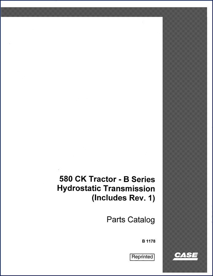 1974 Case 580B CK Parts Catalog cover showing tractor with hydrostatic transmission
