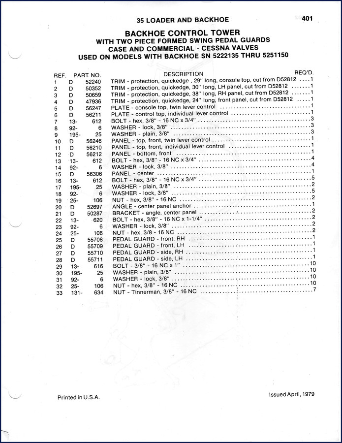 Case 580CK 1979 Parts Catalog cover page
