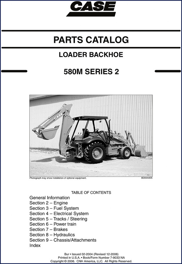 Case 580M Series 2 2006 Parts Catalog cover page showing loader backhoe and OEM document numbering