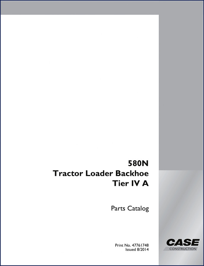 Case 580N 2014 Parts Catalog cover – factory OEM breakdown for Tractor Loader Backhoe Tier 4A