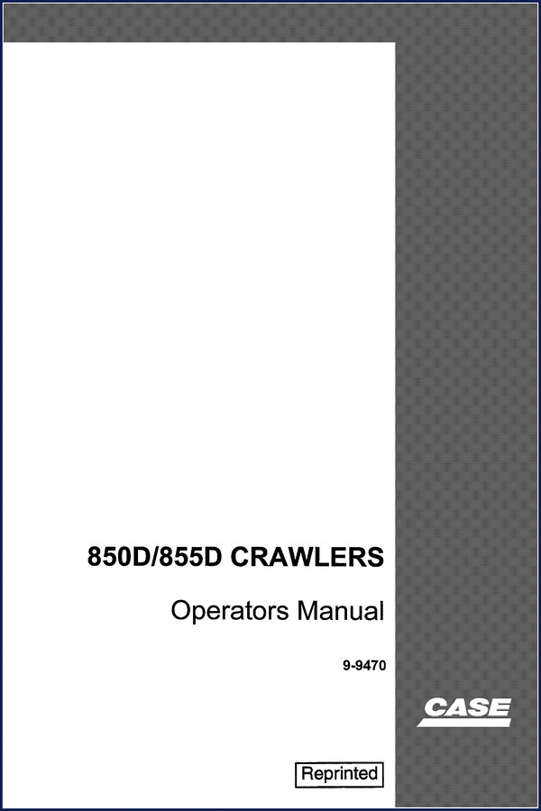 Case 850D 855D 1995 Operators Manual cover