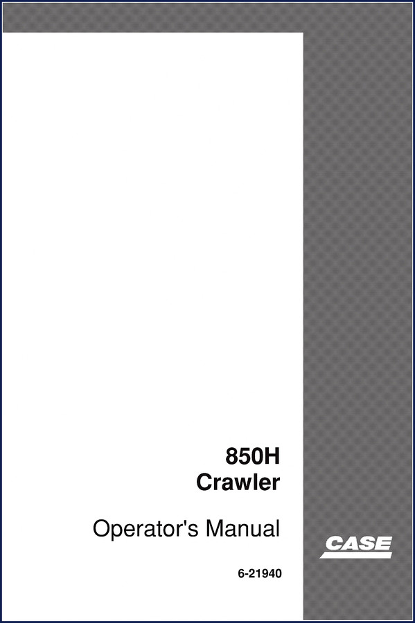 Cover of Case 850H 2000 Operators Manual factory document showing crawler and manual title